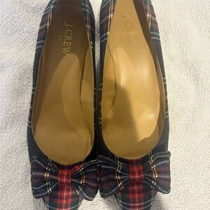 J. Crew Plaid Bow heels in Red and Navy plaid